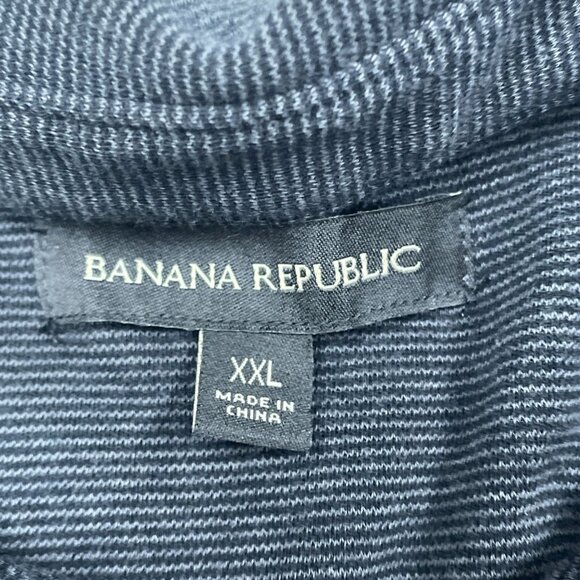 Banana Republic XXL Mens Navy Polo Shirt 100% Cotton Striped Short Sleeve a0518 - Picture 2 of 7